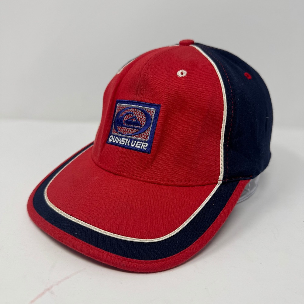 Vintage Quiksilver Mens Hat OSFA Red Blue Preowned Made in USA Fitted Hat